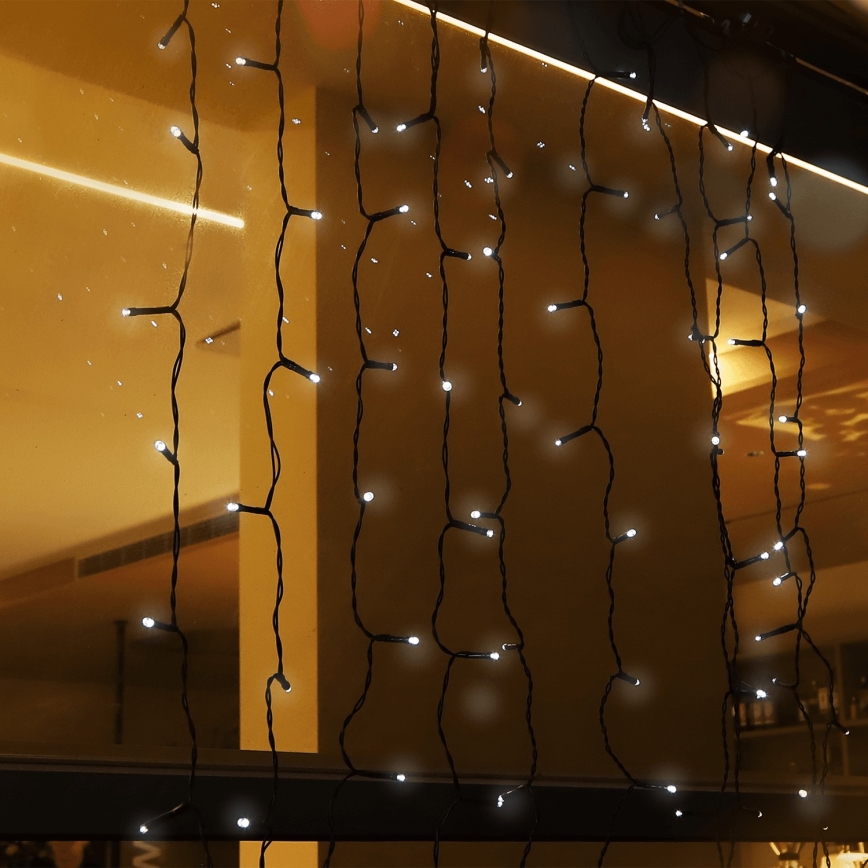 Aigostar - Guirlande solaire de Noël 100xLED/8 fonctions 4x1m IP65 blanc froid