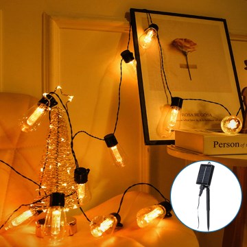 Aigostar - Guirlande solaire de Noël 10xLED/6,5m IP65 blanc chaud