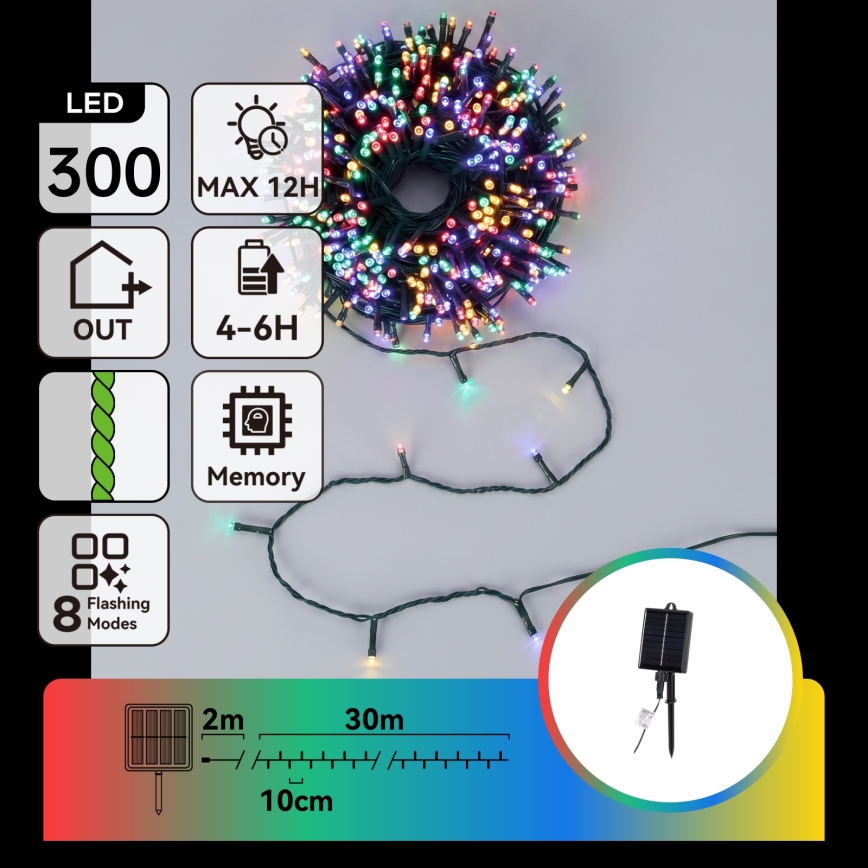 Aigostar - Guirlande solaire de Noël à LED 300 LED/8 fonctions 32 m IP65 multicolore 1200 mAh