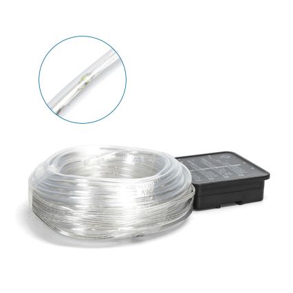 Aigostar - Guirlande solaire à 100 LED / 8 fonctions, 12 m, IP65, blanc froid, 800 mAh