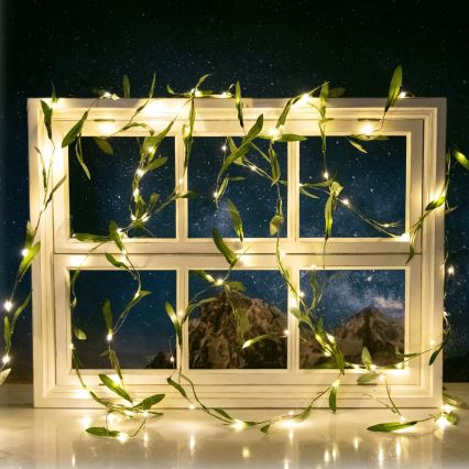 Aigostar - Guirlande solaire LED 100xLED/12m IP65 300 mAh blanc chaud olive