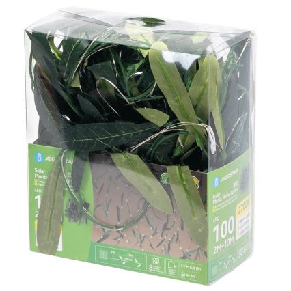 Aigostar - Guirlande solaire LED 100xLED/12m IP65 300 mAh blanc chaud olive