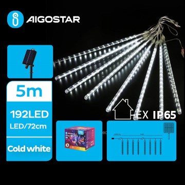 Aigostar - Guirlande solaire LED 192xLED/8m IP65 1200 mAh blanc froid