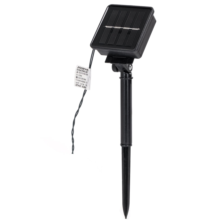 Aigostar - Guirlande solaire LED 50 LED / 8 modes, 12 m, 800 mAh, IP65, blanc chaud
