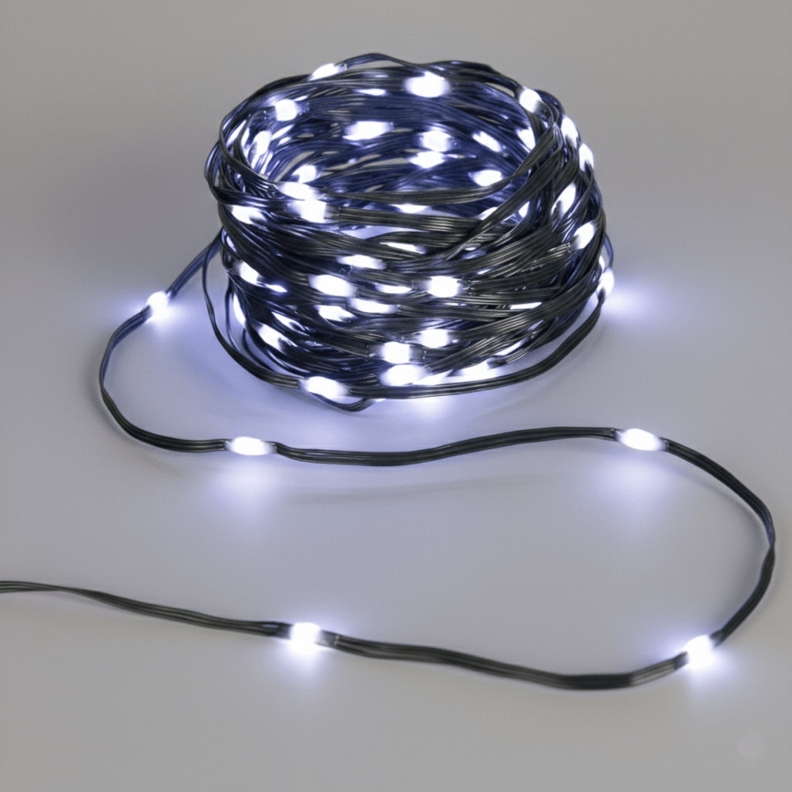 Aigostar - Guirlande de Noël solaire à LED 300xLED/8 fonctions 32m IP65 blanc froid 1200 mAh