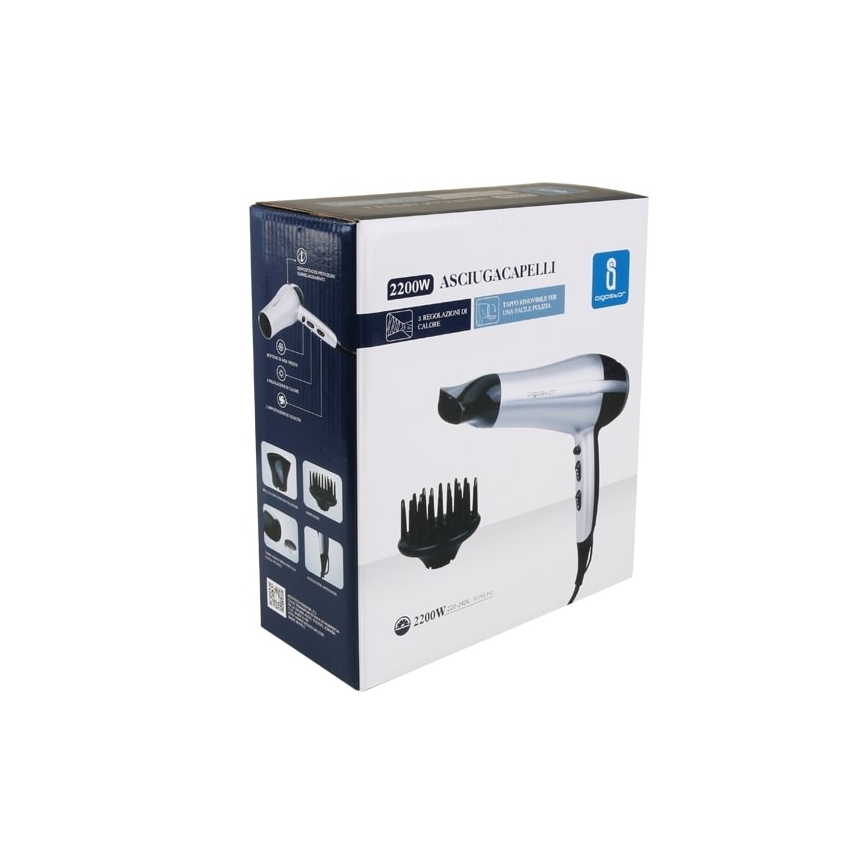 Aigostar - Haardroger 2200W/230V zilver/zwart