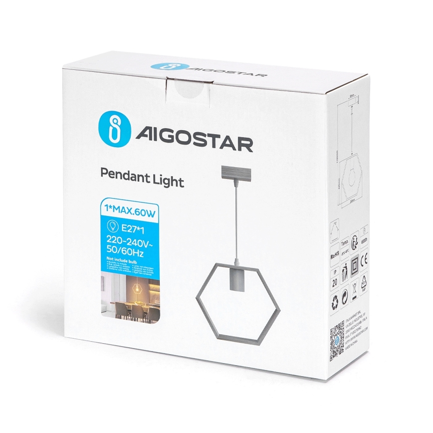 Aigostar - Hanglamp 1xE27/60W/230V beige