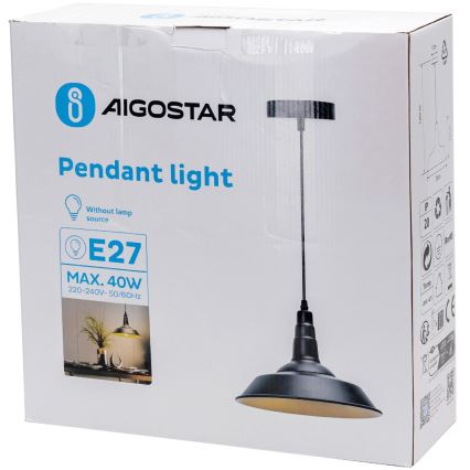 Aigostar - Hanglamp aan een koord 1xE27/60W/230V zwart