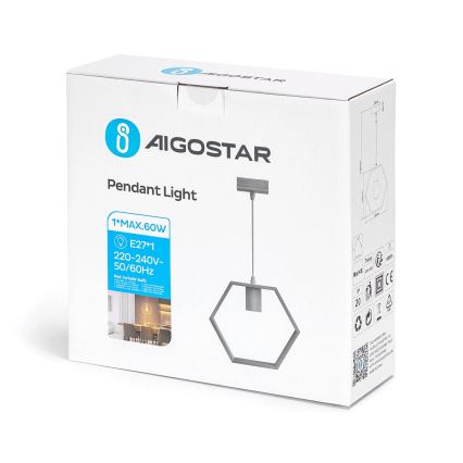 Aigostar - Houten hanglamp on cord 1xE27/60W/230V Pine