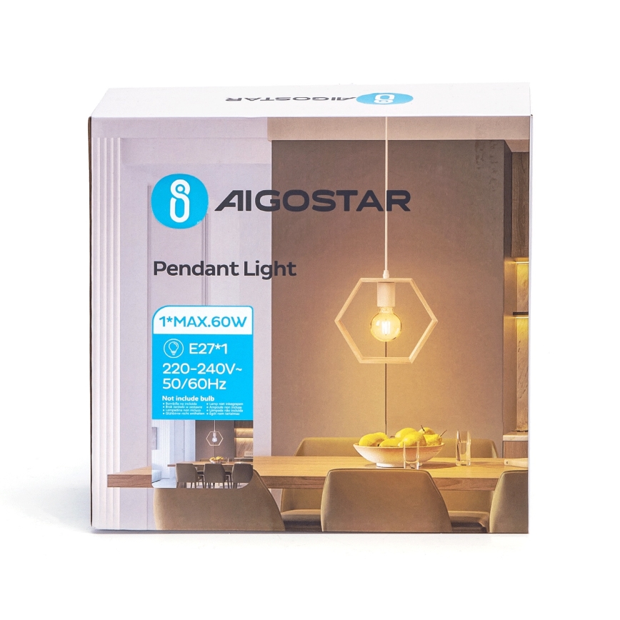 Aigostar - Houten hanglamp on cord 1xE27/60W/230V Pine