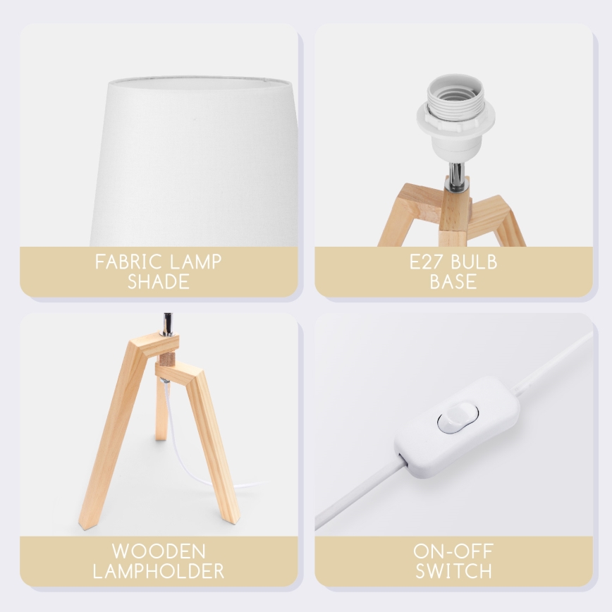 Aigostar - Houten tafellamp 1xE27/60W/230V grenen