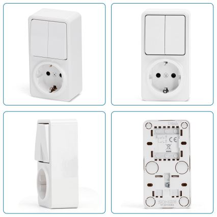 Aigostar - Huis schakelaar 2P met stopcontact 1x10A/250V