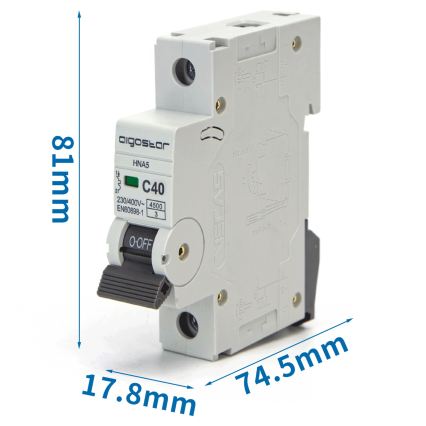 Aigostar - Installatieautomaat 1-fase 1P-40A-C 230-400V