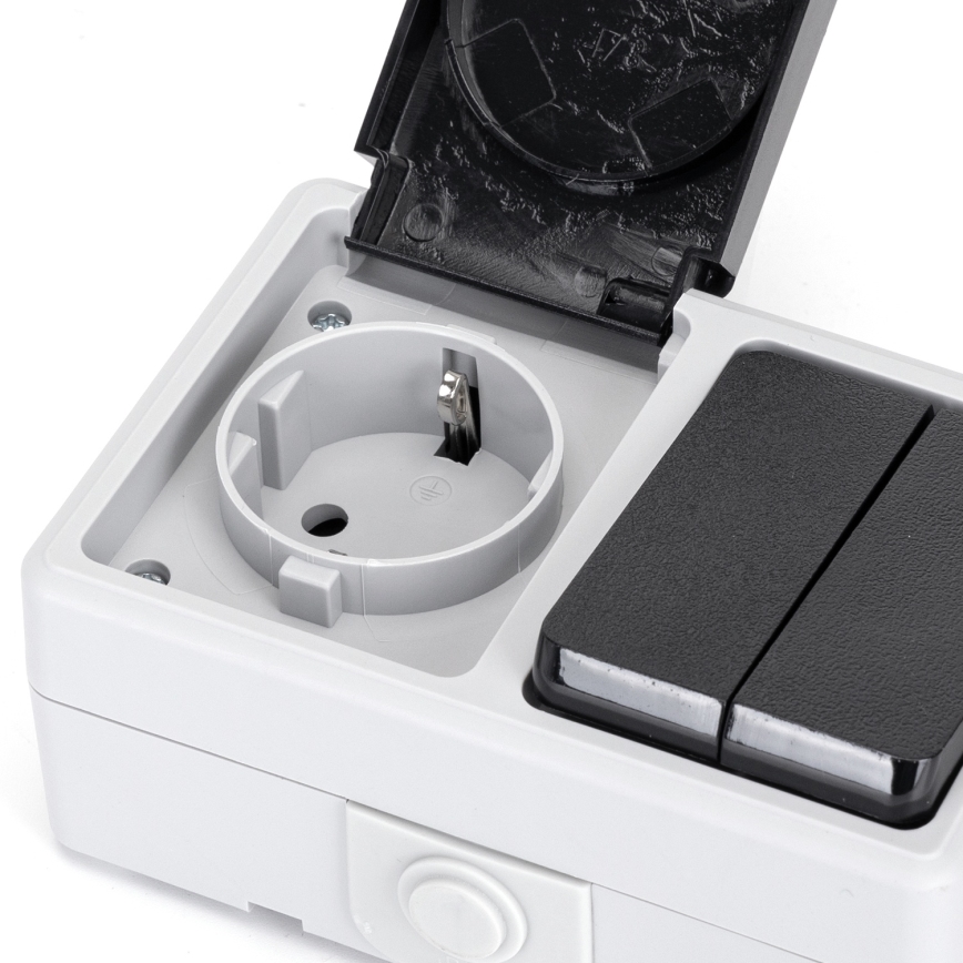 Aigostar - Interrupteur domestique pour courant alternatif avec prise 250V/16A IP54