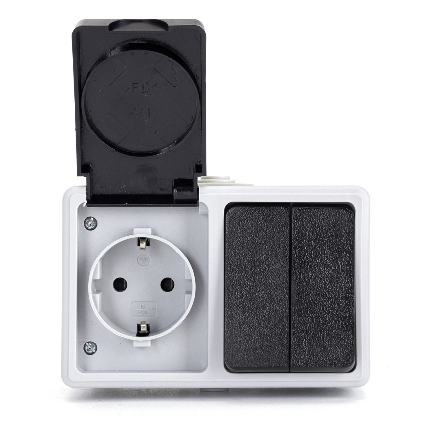 Aigostar - Interrupteur domestique pour courant alternatif avec prise 250V/16A IP54