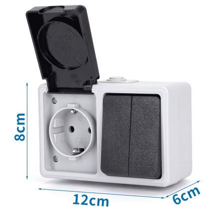Aigostar - Interrupteur domestique pour courant alternatif avec prise 250V/16A IP54