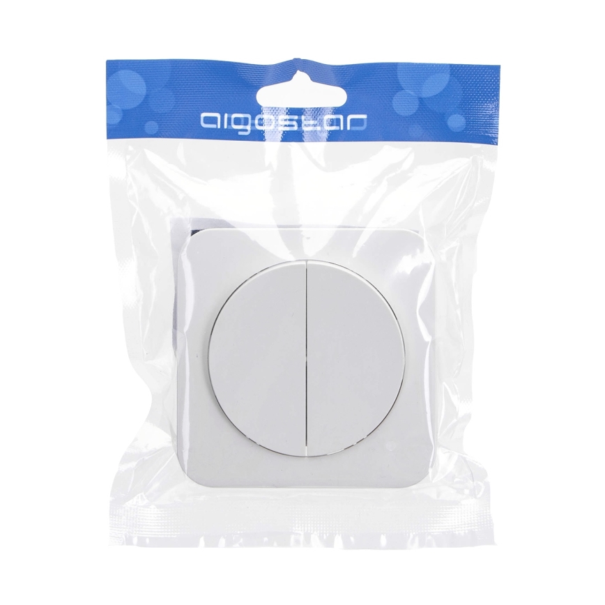 Aigostar - Interrupteur double avec cadre n° 6 blanc
