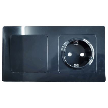 Aigostar - Interrupteur double n° 5 et prise SCHUKO 230 V avec cadre noir
