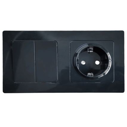 Aigostar - Interrupteur double n° 5 et prise SCHUKO 230 V avec cadre noir