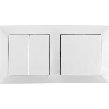 Aigostar - Interrupteur double n° 6+6 et interrupteur simple n° 1 avec cadre blanc