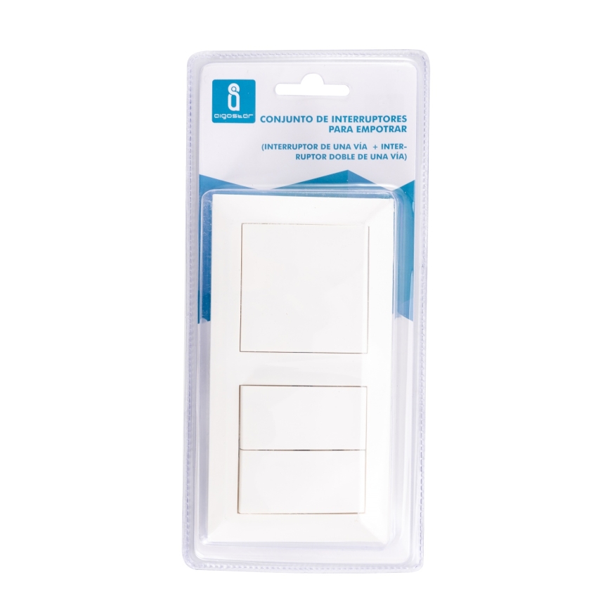 Aigostar - Interrupteur double n° 6+6 et interrupteur simple n° 1 avec cadre blanc