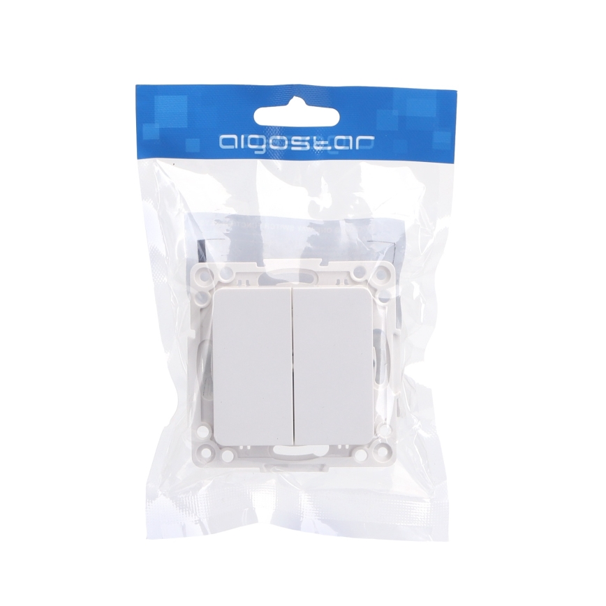 Aigostar - Interrupteur double pour escalier sans cadre n° 6, blanc