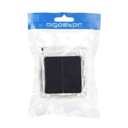 Aigostar - Interrupteur double sans cadre n° 5 noir