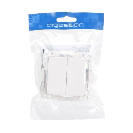 Aigostar - Interrupteur double sans cadre n° 6+6, blanc