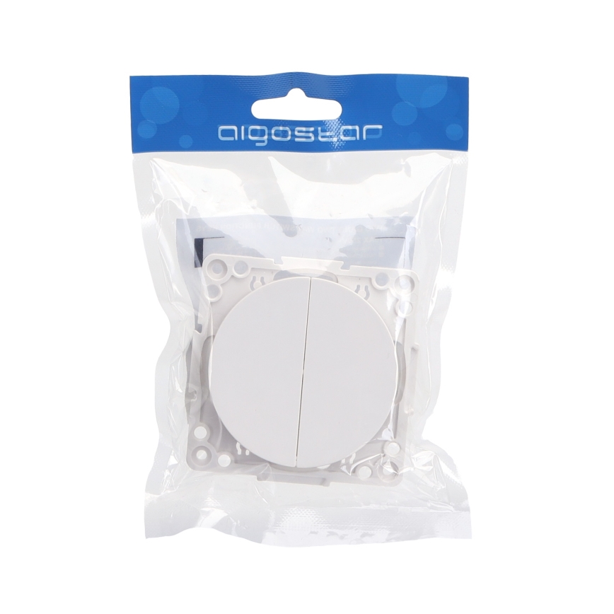 Aigostar - Interrupteur double sans cadre n° 6+6, blanc