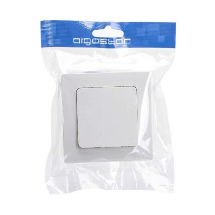 Aigostar - Interrupteur simple avec cadre n° 6 blanc