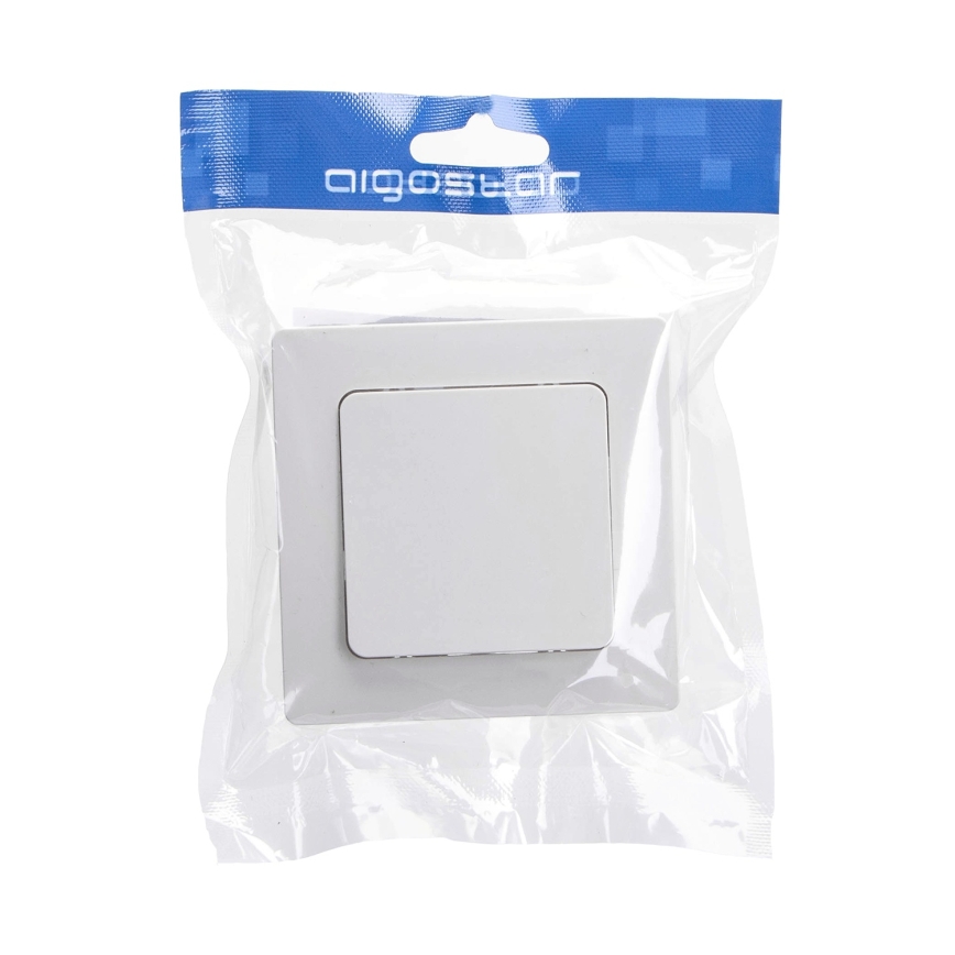 Aigostar - Interrupteur simple avec cadre n° 6 blanc