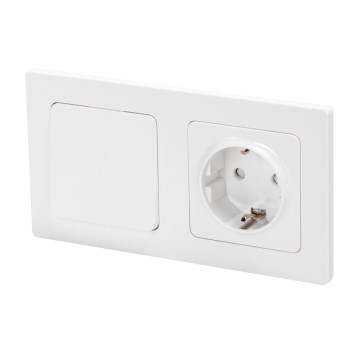 Aigostar - Interrupteur simple n° 1 et prise SCHUKO 250V avec cadre blanc