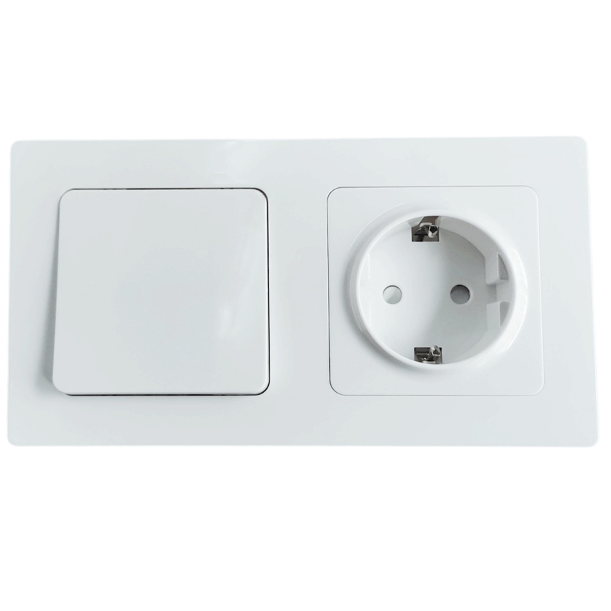 Aigostar - Interrupteur simple n° 1 et prise SCHUKO 250V avec cadre blanc