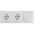 Aigostar - Interrupteur triple n°3 et 2 prises SCHUKO 230 V avec cadre blanc