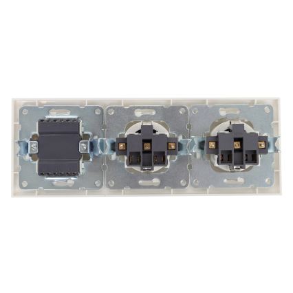 Aigostar - Interrupteur triple n°3 et 2 prises SCHUKO 230 V avec cadre blanc