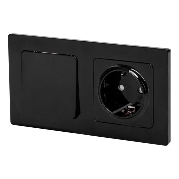 Aigostar - Interrupteur unipolaire n° 1 et prise SCHUKO 230 V avec cadre noir