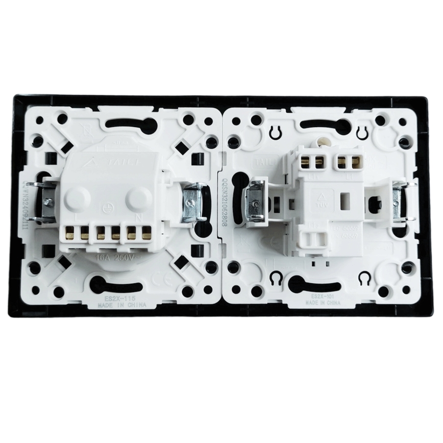 Aigostar - Interrupteur unipolaire n° 1 et prise SCHUKO 230 V avec cadre noir