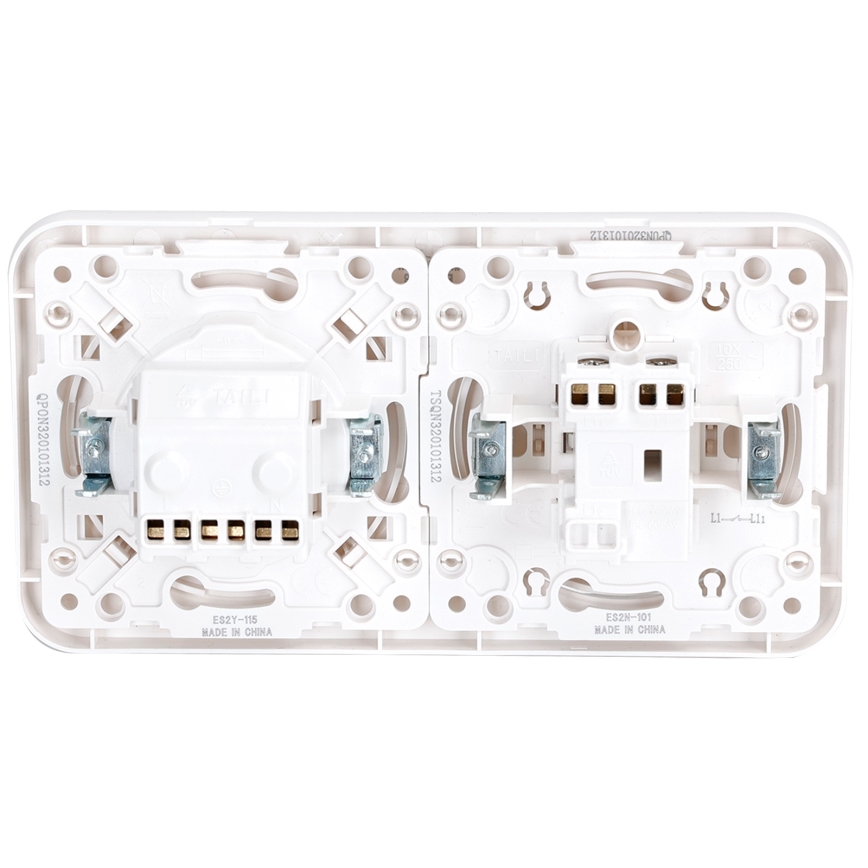 Aigostar - Interrupteur unipolaire n° 1 et prise SCHUKO 230 V avec enjoliveur, blanc