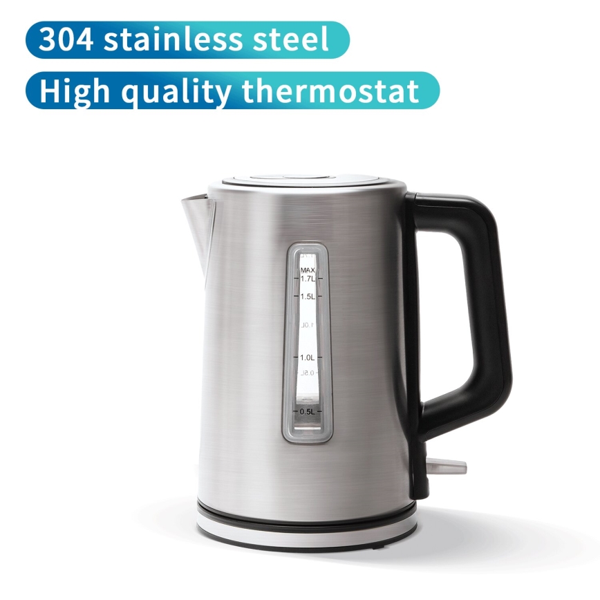 Aigostar - Ketel 1,7l 2200W/230V mat chroom