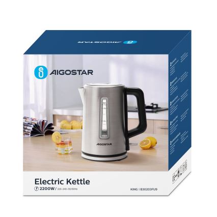 Aigostar - Ketel 1,7l 2200W/230V mat chroom