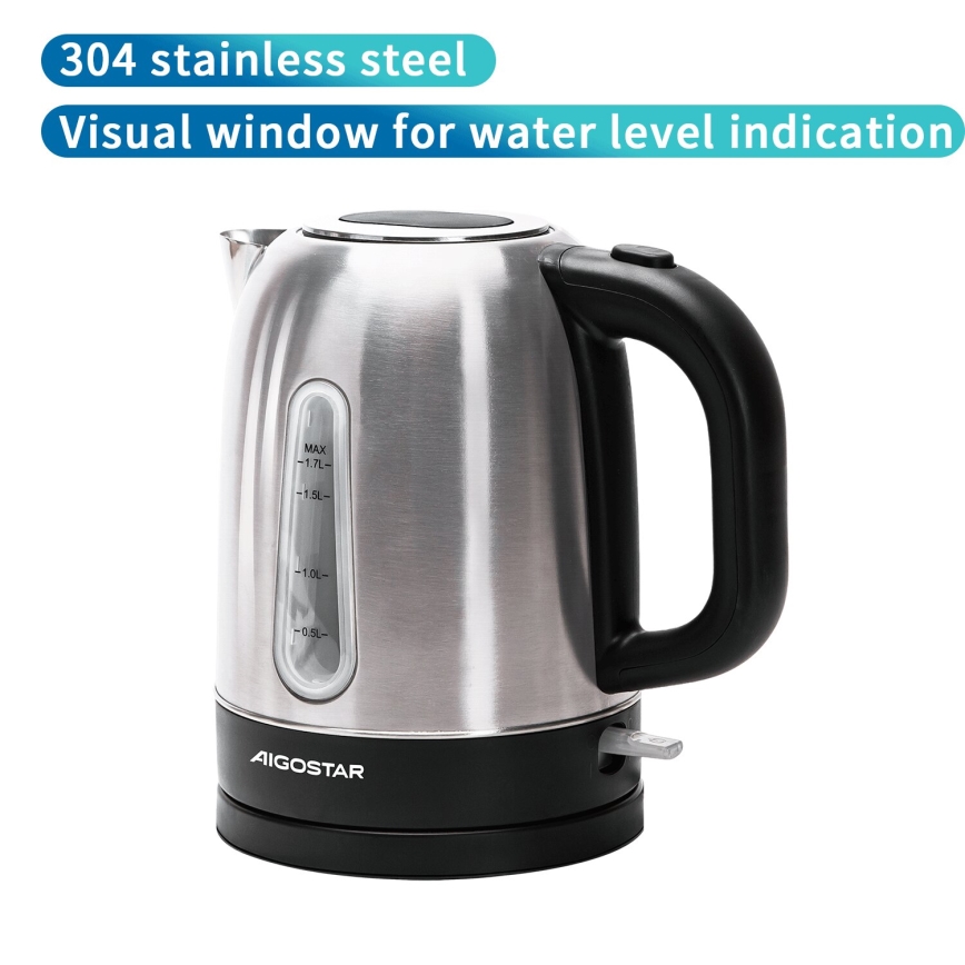 Aigostar - Ketel 1,7l 2200W/230V mat chroom