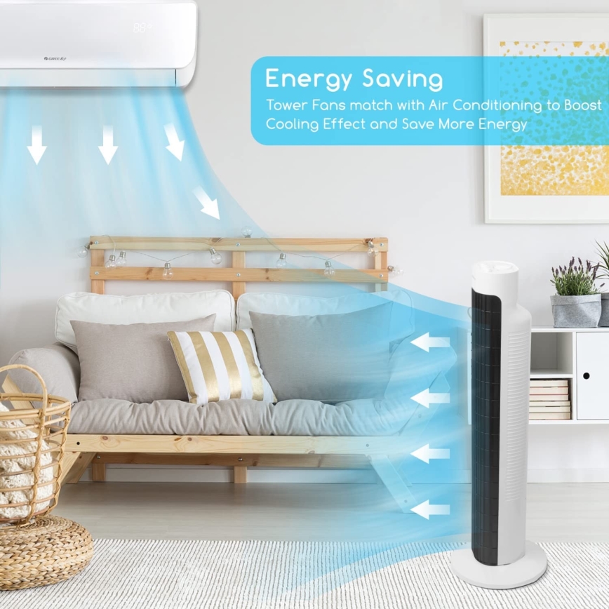 Aigostar - Kolom Ventilator 45W/230V zwart/wit