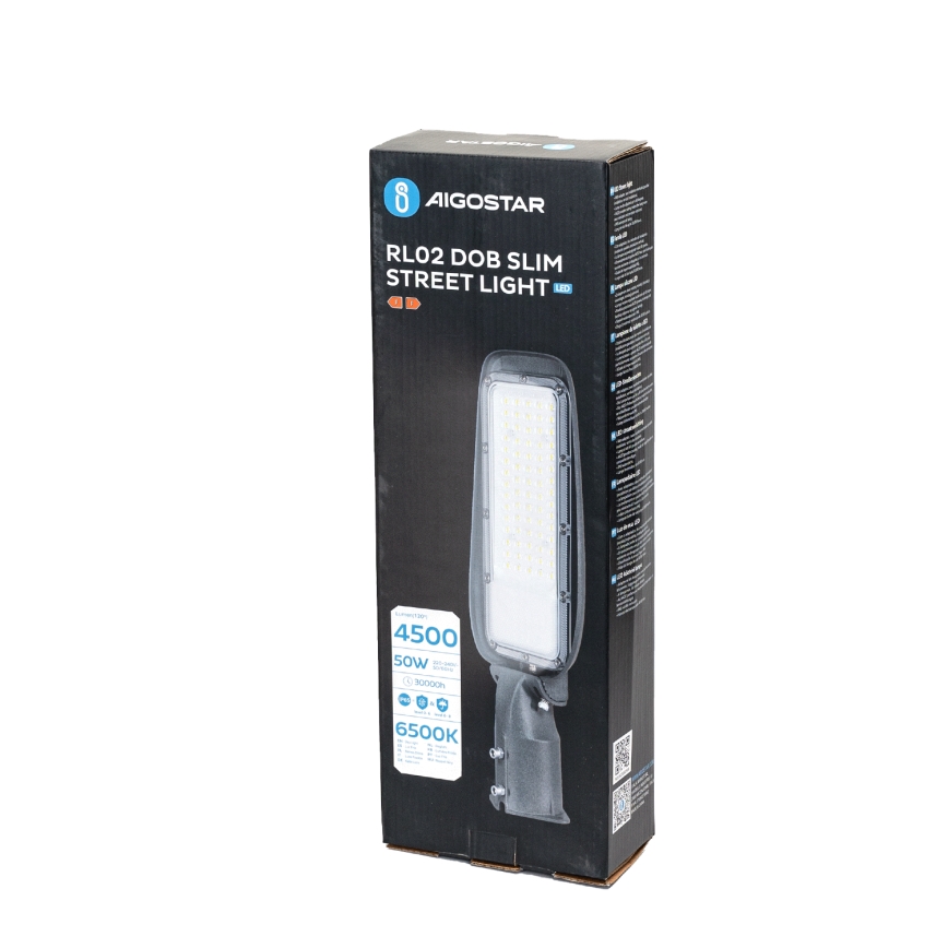 Aigostar - Lampadaire de rue LED SLIM 50W/230V 6500K IP65