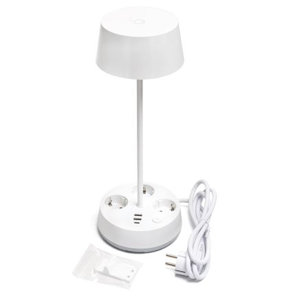 Aigostar - Lampe de bureau LED dimmable avec prises et port USB LED/4,6W/230V 3000/4000/6500K blanche
