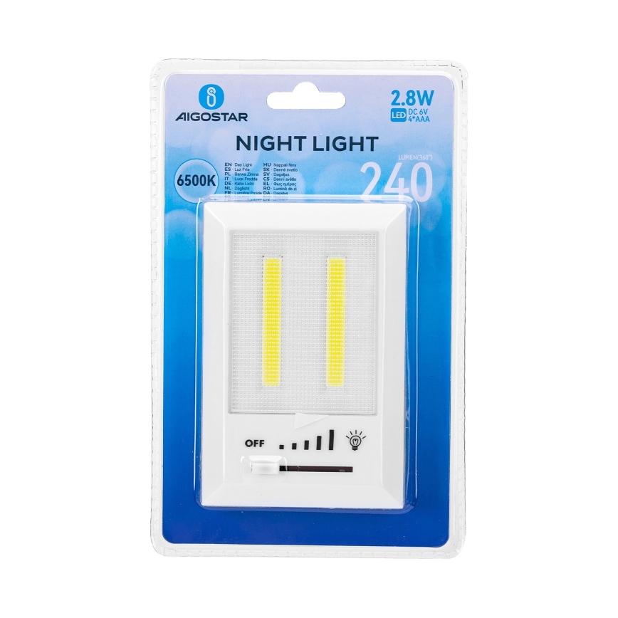 Aigostar - Lampe de nuit portable LED/4xAAA 6500K
