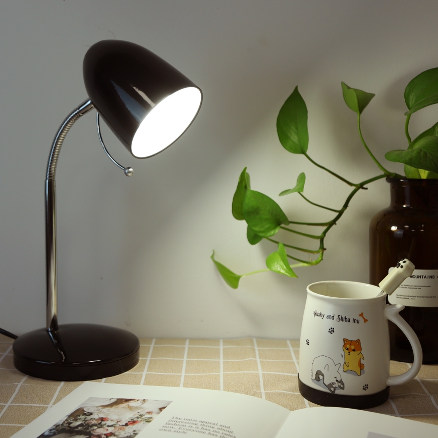 Aigostar - Lampe de table 1xE27/36W/230V noir/chrome brillant