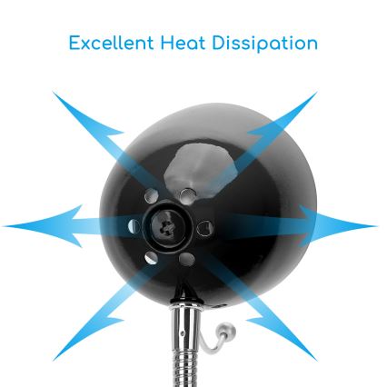 Aigostar - Lampe de table 1xE27/36W/230V noir/chrome brillant