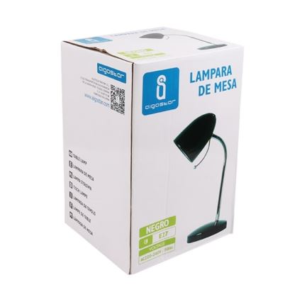 Aigostar - Lampe de table 1xE27/36W/230V noir/chrome brillant