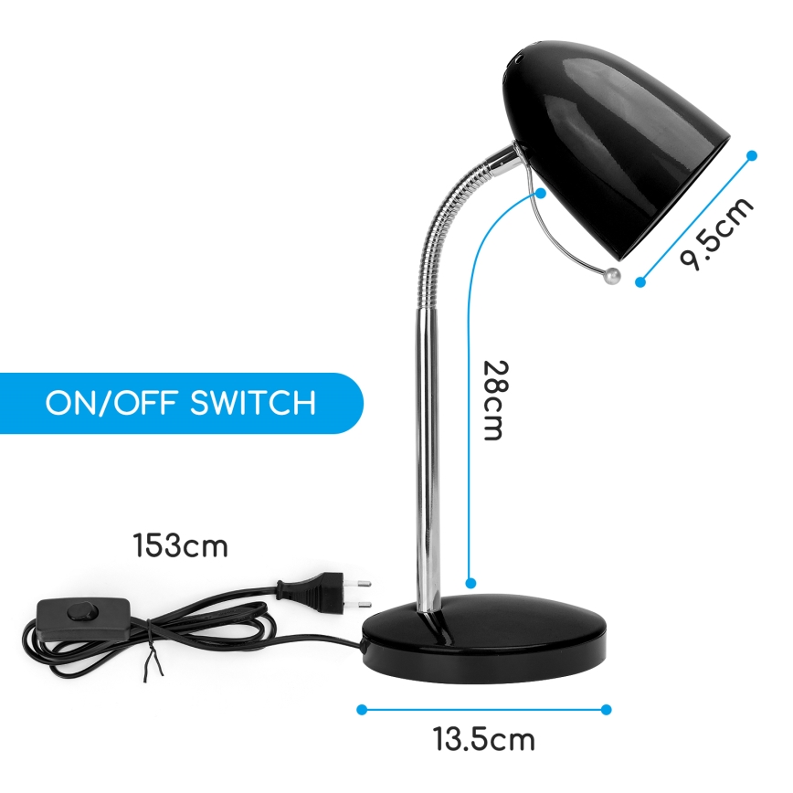 Aigostar - Lampe de table 1xE27/36W/230V noir/chrome brillant