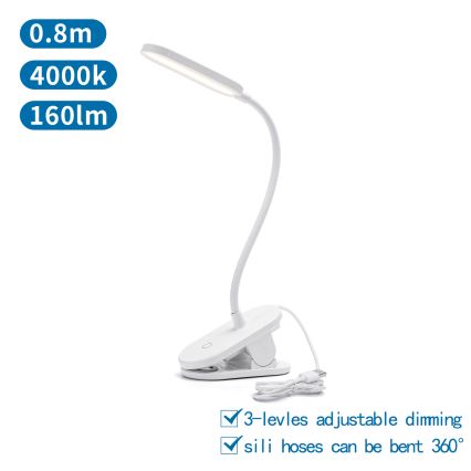 Aigostar - Lampe de table à intensité variable avec pince LED/2,5W/5V blanc